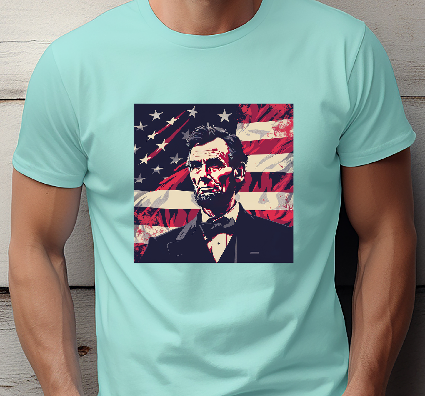 Abraham Lincoln with USA Flag - 4th of July - DTF Transfer