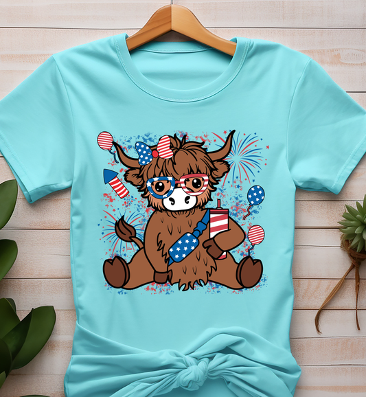 Teddy Bear With American Glasses And Bow  - 4th of July - DTF Transfer