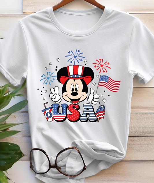 USA Flag Mickey Mouse - 4th of July - DTF Transfer