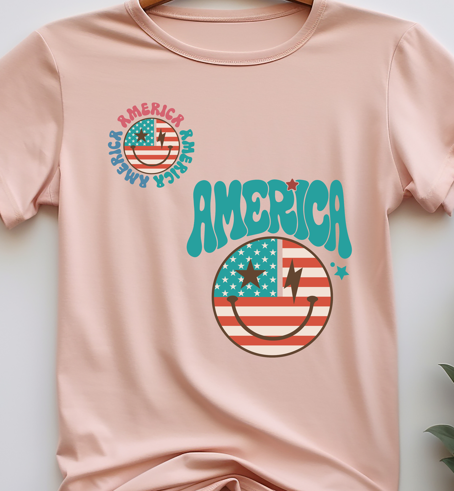 America With Smiley USA Flag - 4th of July - DTF Transfer