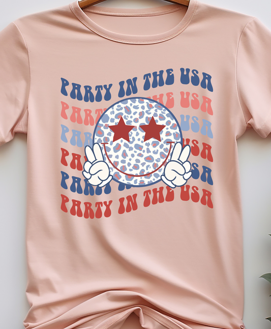 Party In The USA- Retro Smiley   - 4th of July - DTF Transfer