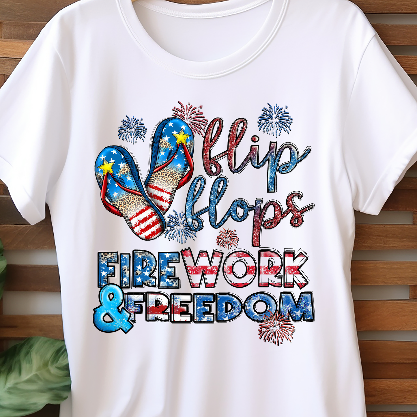 Flip Flops Fireworks & Freedom - 4th of July - DTF Transfer