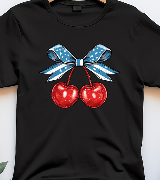 Cherry With USA Flag - 4th of July - DTF Transfer