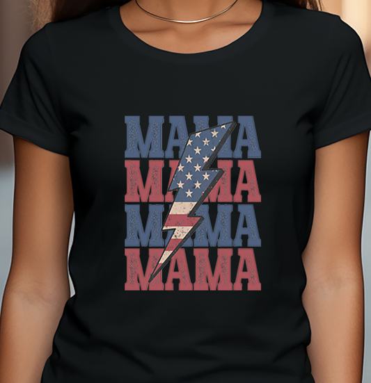 Mama Distressed Lightning - USA  - 4th of July - DTF Transfer