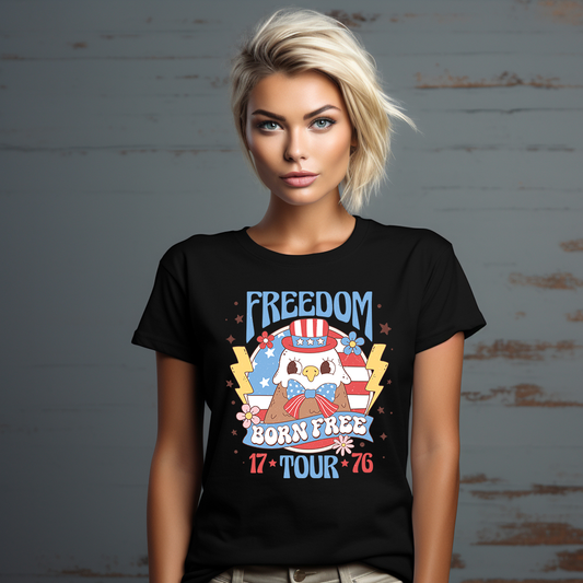 Freedom Tour - Born Free - Independence Day - Retro Eagle - 4th of July - DTF Transfer (Copy)